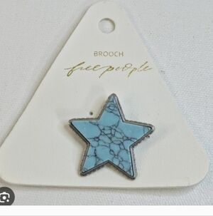 Free People High Roller Star Brooch Turquoise Semi-Precious Stone Boho NWT